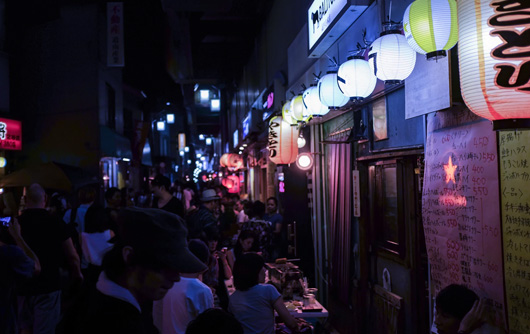 Street food market in japan at night
