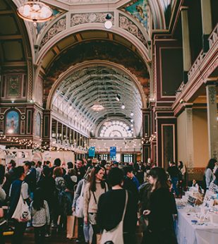 crowd of people shopping