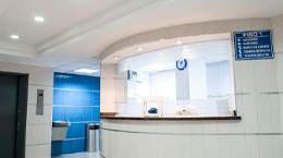 Reception desk at a hospital