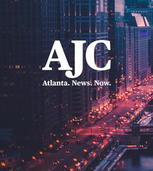 AJC logo overlayed on citi at dusk