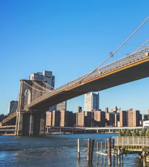 A view from below the Brooklyn Bridge