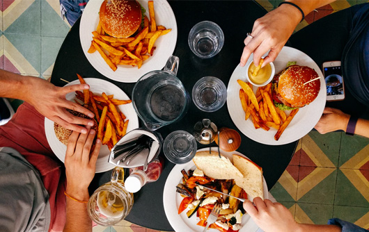 People eating fast food together