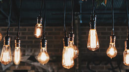Lights hanging from a ceiling