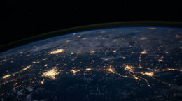 Lights in cities on the Earth from space