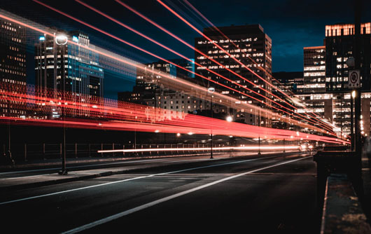 Light trails from cars in a city