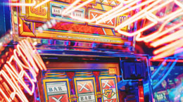 Bright lights on a slot machine