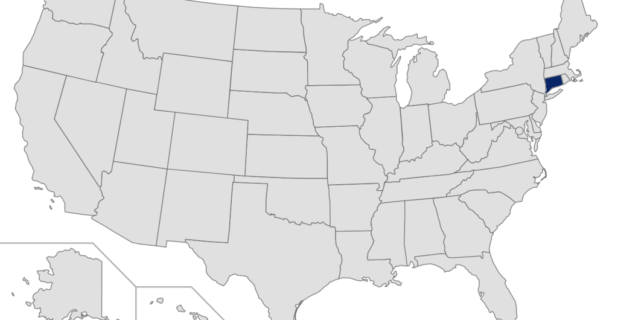 Map of the United States with Connecticut highlighted