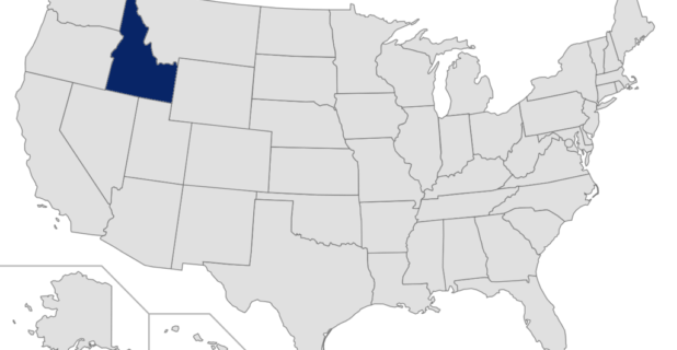 Map of the United States with Idaho highlighted