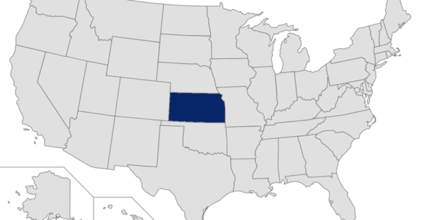 Map of the United States with Kansas highlighted