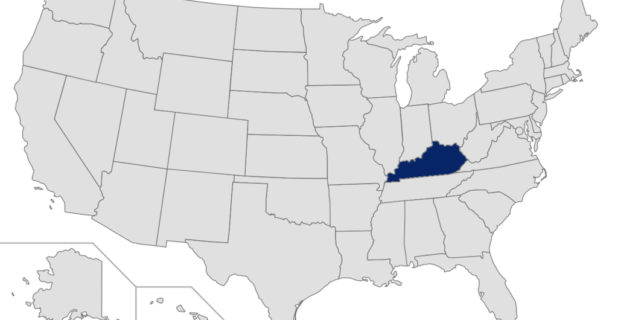 Map of the United States with Kentucky highlighted