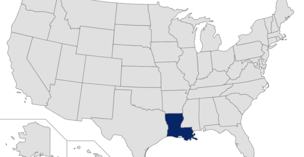 Map of the United States with Louisiana highlighted