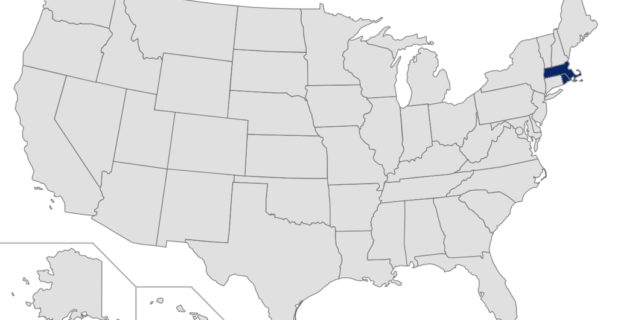 Map of the United States with Rhode Island highlighted