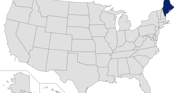 Map of the United States with Maine highlihgted
