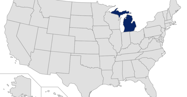 Map of the United States with Michigan highlighted