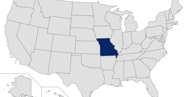 Map of the United States with Missouri highlighted