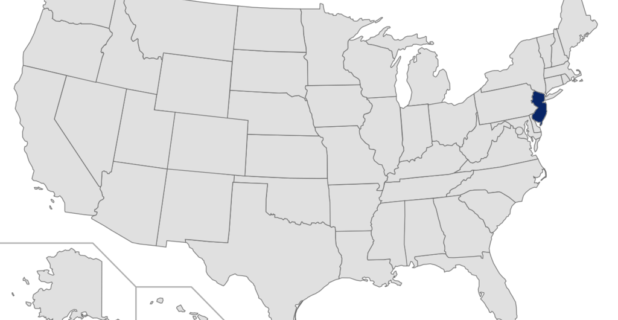 Map of the United States with New Jersey highlighted