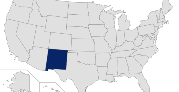 Map of the United States with New Mexico highlighted