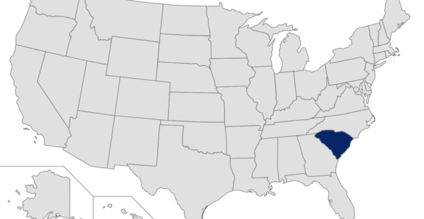 Map of the United States with South Carolina highlighted