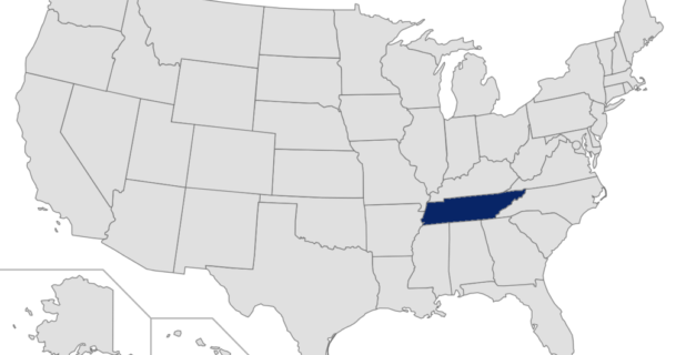 Map of the United States highlighted Tennessee