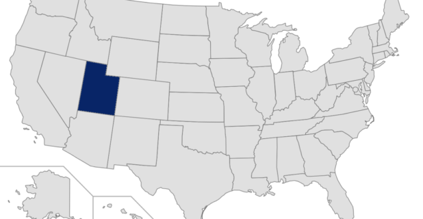 Map of United States with Utah highlighted