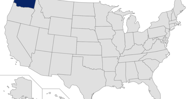 Map of US with Washington highlighted