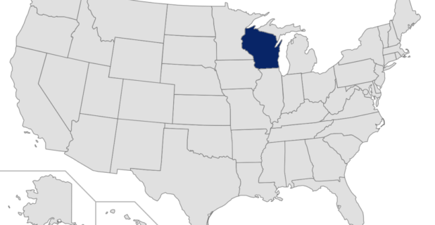 Map of United States with Wisconsin highlighted