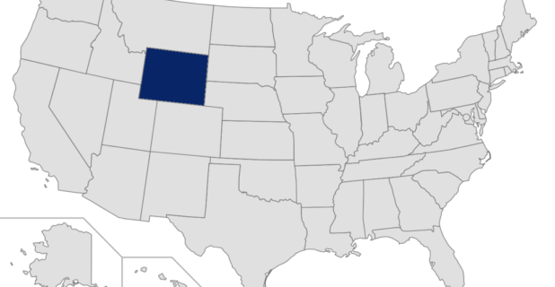 Map of United States with Wyoming highlighted