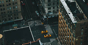 aerial view of city street